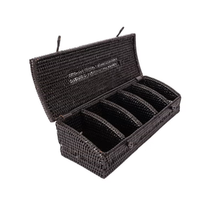 Boîte à thé en rotin de qualité supérieure en gros, 5 sections, avec couvercle, organisateur, boîtes de rangement, provenant de l'usine du Vietnam - Product Image 3