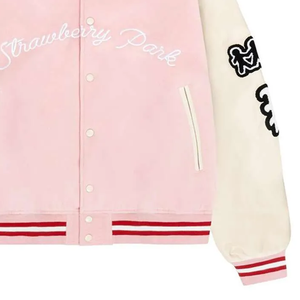 Chaqueta universitaria de calidad superior para mujer Logotipo personalizado Bordado Mangas de cuero cálidas Mangas largas Lana tejida Lana calentada a prueba de viento - Product Image 2