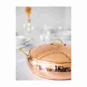 Pot de service en cuivre écologique de haute qualité plat de riz artisanal pour les fêtes à la maison forte demande en Inde - Product Image 3