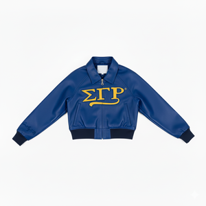 Veste universitaire de style sororité avec lettres grecques, veste bomber brodée Sigma Gamma Rho pour femmes, fournisseur OEM personnalisé - Product Image 3