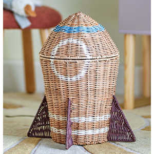 Cesta de Mimbre en Forma de Cohete Hecha a Mano, Decorativa, Organizador de Juguetes, Fabricada por VgreenArt de Vietnam - Product Image 4