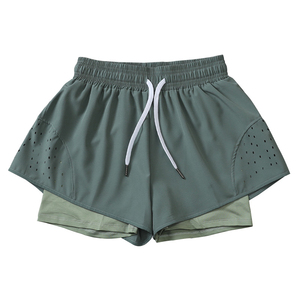 Nuevos pantalones cortos de Yoga de cintura alta para mujer, ropa de gimnasio sin costuras para correr, logotipo personalizado, diseño Sexy, pantalones cortos de yoga para entrenamiento al por mayor - Product Image 6