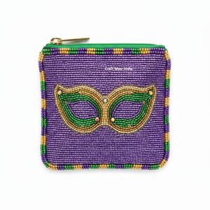 Porte-monnaie en perles de Mardi Gras, porte-monnaie en perles de Mardi Gras, violet, fabriqué en Inde, fait à la main par Glowin Fashion - Product Image 3