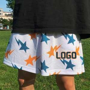 BSCI vente en gros de shorts sportifs en maille pour hommes matériau en polyester respirant séchage rapide solide logo personnalisé impression par transfert de chaleur - Product Image 5