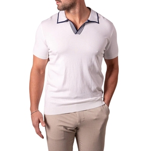 เสื้อโปโลผู้ชายทรงปกติ ผ้าถักเนื้อเรียบ สไตล์ลำลอง คอริบ แขนสั้น รับผลิตแบบ OEM ODM คุณภาพพรีเมียม ขายส่ง - Product Image 2