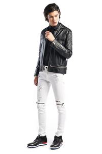 Wholesale Custom Men's Winter Stand Collar Casual Windproof Genuine <b>Sheep</b> <b>Skin</b> Leather <b>Jacket</b> High Quality Fashion - Product Image 4