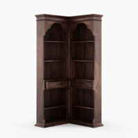 Meuble en bois de Java, style rustique antique, en teck massif, bar à vin d'angle, tiroirs en acier inoxydable, étagères multiples, rangement pour spiritueux
