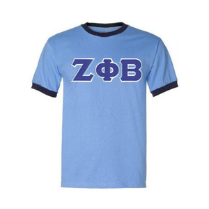 Top Zeta Phi Beta Trim a rayas Chenille Sorority Apparel Camiseta de algodón suave Logotipo bordado Ajuste cómodo Fiel a la talla - Product Image 1