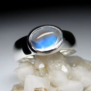 Men's Handmade 925 Sterling Silver <b>Ring</b> Vintage Style Oval Blue Rainbow Moonstone Gemstone Fine <b>Indian</b> Seller Jewelry Mehrajudin - Product Image 1