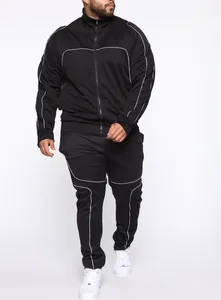 Nuevo diseño personalizado de nailon con rayas reflectantes, 2 piezas, cremallera, entrenamiento, Jogging, ropa deportiva, sudaderas con capucha - Product Image 2