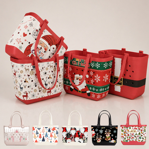 Sac de plage en EVA personnalisé imprimé pour Noël, grande taille, séchage rapide, réutilisable, portable, imperméable, avec breloques, pour vacances à la plage et fêtes - Product Image 1