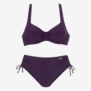 Ensemble de bikini pour femmes, vente en gros, logo personnalisé, devant sexy, push-up, taille haute, bandeau, halter, écologique, best-seller, uni, violet - Product Image 3