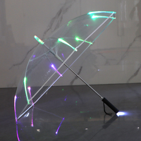 2024 vente chaude 7 couleurs lampe de poche LED parapluie de fête dansante avec poignée transparente Design moderne parapluie droit lumière
