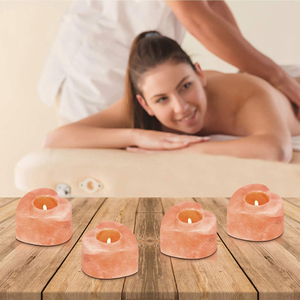 Artesanía natural orgánica Himalayan Pink Salt Rock Portavelas Decoración interior Regalo - Product Image 3