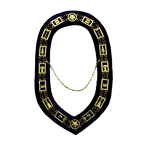 Collares de Cadena de la Orden Masónica de la Estrella de Oriente con Corona Dorada |   Collares de Cadena OES Modelo GC-001802 |   Proveedor de Collares Masónicos - Product Image 1