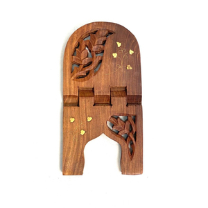 Support de Rehal pliant en bois de sheesham fait à la main avec des sculptures complexes porte-livre saint religieux en bois traditionnel pour le coran - Product Image 5