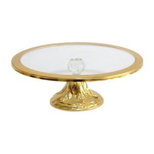 ที่วางเค้กทรงกลมพร้อมแก้วทำจากทองคำทำจากอินเดียสำหรับตกแต่งเค้กโดยผู้ส่งออก - Product Image 1