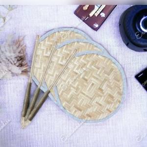 2024 <b>Hand</b> Crafted Natural Half Woven Bamboo Fiber <b>Fan</b> Long Handles Eco-friendly Reusable Raffia <b>Hand</b> <b>Fan</b> Smart Home Product - Product Image 5
