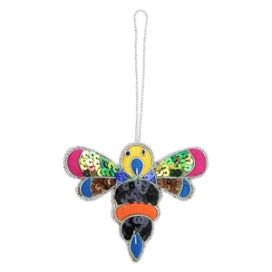 Adornos navideños hechos a mano bordados con cuentas de terciopelo satén Cruz Santa calcetines gorrión volador águila abeja Pavo Real Ángel corazón - Product Image 4