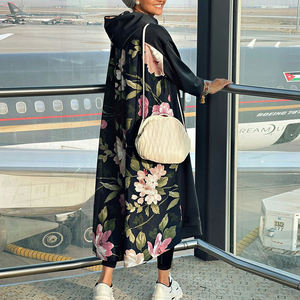 Abaya à capuche zippée décontractée pour femme Sweat-shirt à capuche long en coton doux avec poches et coupe décontractée - Product Image 2