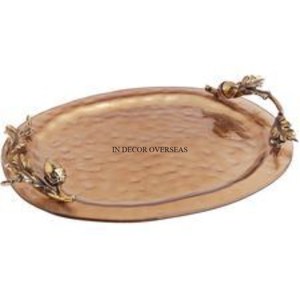 Round Shape High Quality <b>Mirror</b> And Gold Plated Unique Designer Frame And Base Table Top Serving <b>Tray</b> Restaurant & Hotel Supply - Product Image 2