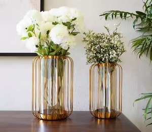 Vase en verre en forme de tube à essai en métal moderne, pot à fleurs, cadeau pour la décoration de la maison, chambre à coucher, bureau, salon - Product Image 2