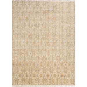 Alfombra de Lana Anudada a Mano Erbe AKWL-1461, Color Marfil, Diseño Abstracto Rectangular, para Hogar, Auto, Sala de Estar, Pasillo, Entrada - Product Image 1