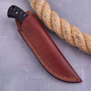 Cuchillo hecho a mano de acero de Damasco para caza y acampada al aire libre con hoja fija, Funda de cuero, cuchillo de vaquero de nuevo diseño compatible con OEM - Product Image 5