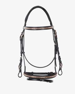 <b>Rose</b> Gold Clincher Leather Western Equestrian Horse Bridle Custom Logo Racing Reins - Product Image 4