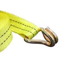 PROVINA Sangle d'arrimage à cliquet personnalisée avec logo jaune, 3 mètres, 1,5 pouce (38 mm), en polyester, avec crochet de chargement, charge de rupture 2000 kg S/J/E