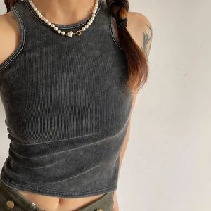 Débardeur personnalisé pour femmes Débardeur pour vêtements solides Débardeur côtelé délavé à l'acide - Product Image 3