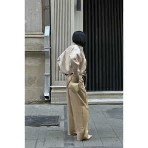 Chaqueta de Cuero para Mujer en Color Piedra - Product Image 1