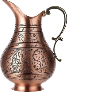 Luxury Tableware Engraved Copper Jug Brass Handle Water <b>Pitcher</b> for Hotels and Home Decor Kitchenware Restaurant - Product Image 2