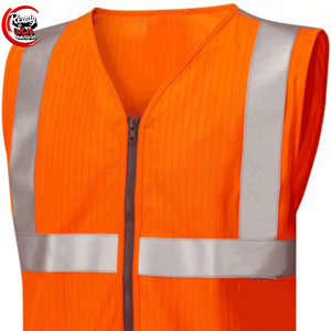 Ropa de seguridad de malla para hombres y mujeres, 5 bolsillos, cremallera reflectante frontal, alta visibilidad para trabajos de construcción, impermeable - Product Image 2