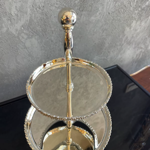 Bandeja de servicio para té de la tarde, soporte para pasteles de 2 niveles, soporte plateado para postres, soporte para pasteles con espejo, soporte de lujo para servir, soporte para té de la tarde - Product Image 5