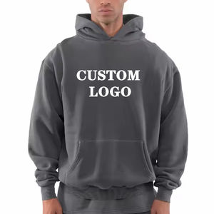 Sweats à capuche unisexe en coton mélangé surdimensionné pour hommes avec motifs imprimés solides - Product Image 6