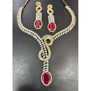 Collar de diamantes de circón CZ de lujo con pendientes, conjunto de joyas con aspecto de diamante americano para regalo de boda, fiesta elegante para mujer - Product Image 1