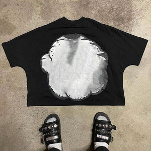 DTF เสื้อยืดผู้ชายย้อนยุควินเทจ100% 280แกรมคอตตอนกำหนดโลโก้ได้เองลายตัวอักษรใส่ได้พอดีกับกางเกง - Product Image 2