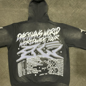 Sudadera con Capucha Personalizada OEM, Estilo Casual Urbano, Tema de Banda de Rock, Lavado Ácido Decolorado al Sol, Impresión Digital para Hombre - Product Image 2