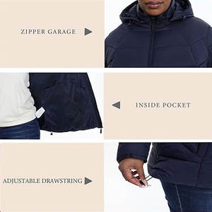 Chaqueta Acolchada Plegable para Mujer, Ligera, Resistente al Agua, Abrigo de Invierno con Capucha, Cortavientos y Cálido, Ropa Exterior Acolchada para Exteriores - Product Image 5