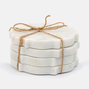 Posavasos de taza de té de piedra Natural antiadherente de mármol redondo de diseño clásico con soporte de Metal, posavasos de té al por mayor para uso en el hogar y el Hotel - Product Image 1