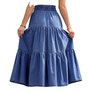 Jupe en denim de coton premium, design simple et sobre, couture de haute qualité, fabrication directe d'usine au Pakistan. - Product Image 3