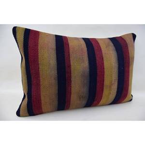 Multicolor Kilim Striped Wool Pillow 16x24 Inch Luxury Decorative Accent Cushion Woven Vintage Fluffy Pattern <b>18x18</b> Size - Product Image 2