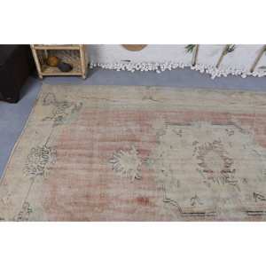 พรมแนววินเทจสไตล์ตุรกีสีเบจสีส้ม6.6 x วัสดุขนสัตว์10.3ft ยางเย็บปะติดปะต่อกันแบบแอบสแตรกสี่เหลี่ยมผืนผ้าสำหรับห้องนั่งเล่นห้องโถง - Product Image 5