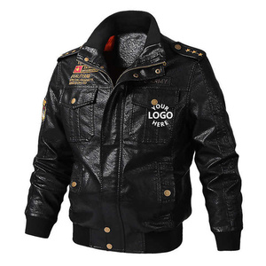 Blouson bombardier professionnel en cuir PU brodé sur mesure pour hommes veste de moto d'extérieur imperméable pour l'hiver vente en ligne - Product Image 1