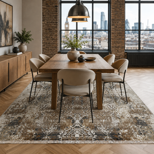 Netline Home Subtle Medallion Taupe Traditional <b>Washable</b> <b>Rug</b> - Product Image 4