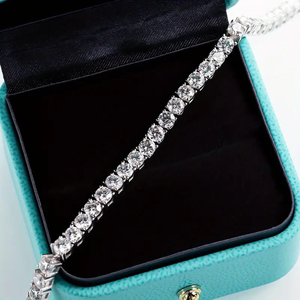 Round Cut Lab Grown Diamond <b>Tennis</b> Chain <b>Necklace</b> Hip Hop Style 925 <b>Sterling</b> <b>Silver</b> Gold Plated Charms for Men and Women - Product Image 2