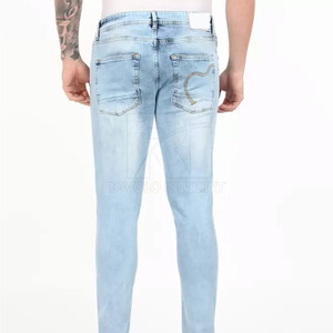 Pantalones vaqueros informales para hombre más vendidos, hechos a medida, 100% algodón, diseño único, estilo lavado, cintura media, patrón recto ligero - Product Image 3