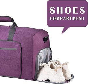 Bolsa de lona deportiva de poliéster con compartimento para zapatos, correa ajustable y cierre de cremallera, bolsa de viaje plegable impermeable para hombres y mujeres - Product Image 5