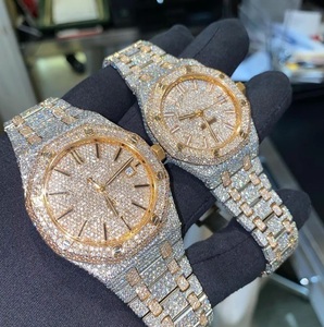 Đồng hồ thạch anh cao cấp dành cho nam và nữ, chất lượng cao của Thụy Sĩ, kim cương Moissanite VVS, màu hồng trắng hai tông màu - Product Image 1